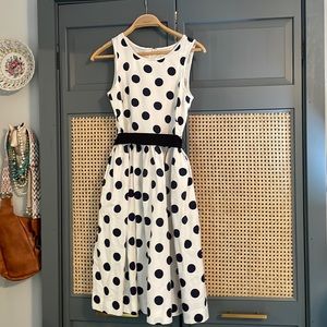 Black and cream/white polka dot dress